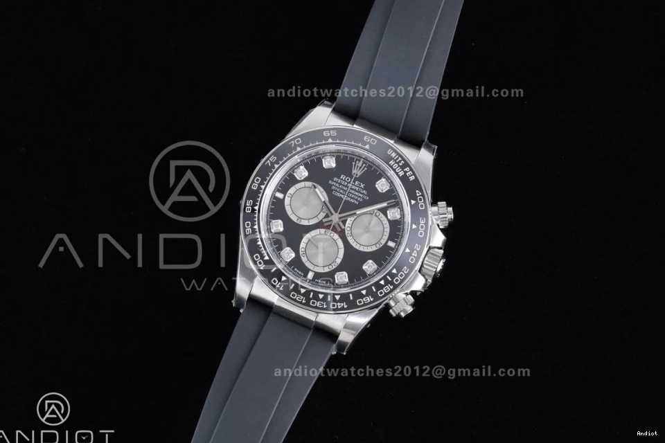 on Dial (Weighted) Oysterflex Silver VSF VS4131 Strap 1:1 Best Diamonds 126519 Daytona Edition Black V2 0306